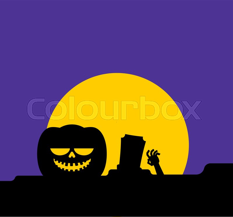 800x745 Halloween Background Horror Cemetery Stock Vector Colourbox