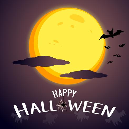 490x490 Happy Halloween Message Graphic Design Background With Super Moon