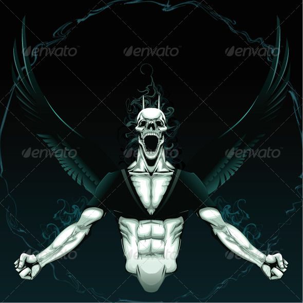 590x591 Angry Demon With Background Vector Horror Illustration, Isolated