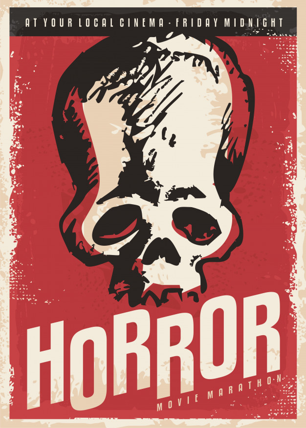 626x876 Horror Movies Poster Design Idea With Skull On Red Background