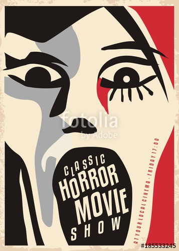 357x500 Horror Movies Poster Design With Dreadful Face Screaming Cinema