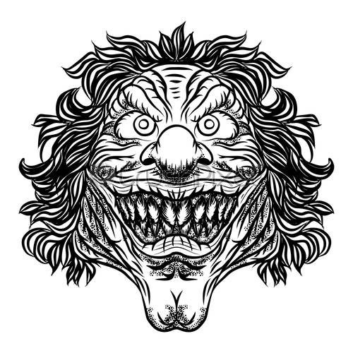 500x500 Scary Cartoon Clown Illustration Horror Movie Zombie Clown Face