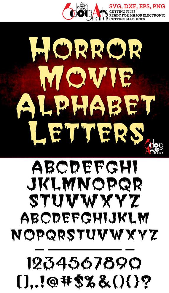 570x987 Horror Movie Alphabet Letters Digital Dxf Etsy