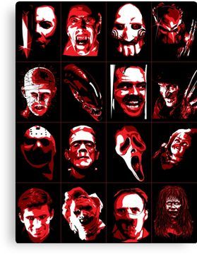 279x360 Horror Movie Icons Vector Art Canvas Print In Stuff I