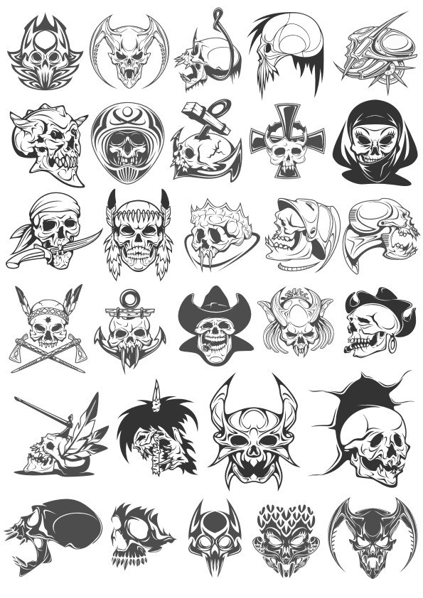 Skull Horror Vector Set Free Vector Cdr Free Download Vector 595x842 Skull Horror Vector Set Free Vector Cdr Free Download Vector