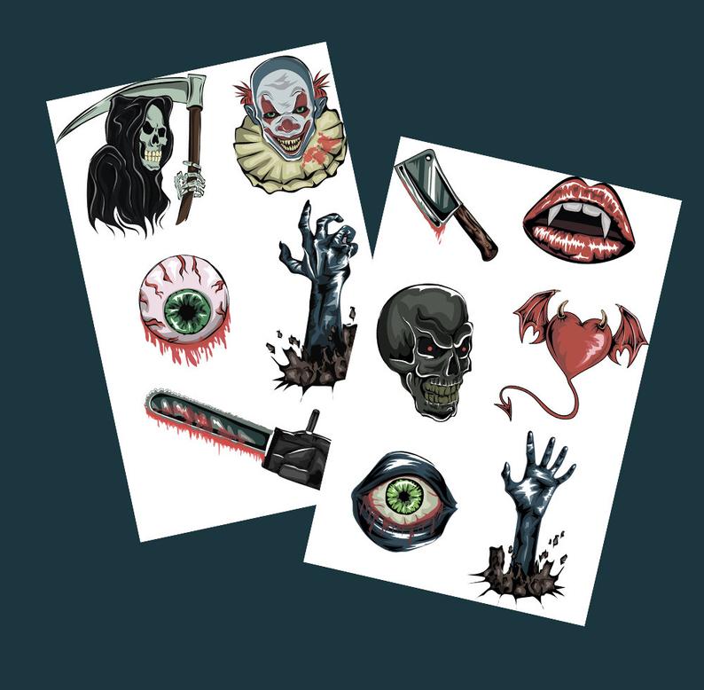 Classic Horror Tattoo Set Art Print Horror Vector Icons Etsy 794x778 Classic Horror Tattoo Set Art Print Horror Vector Icons Etsy