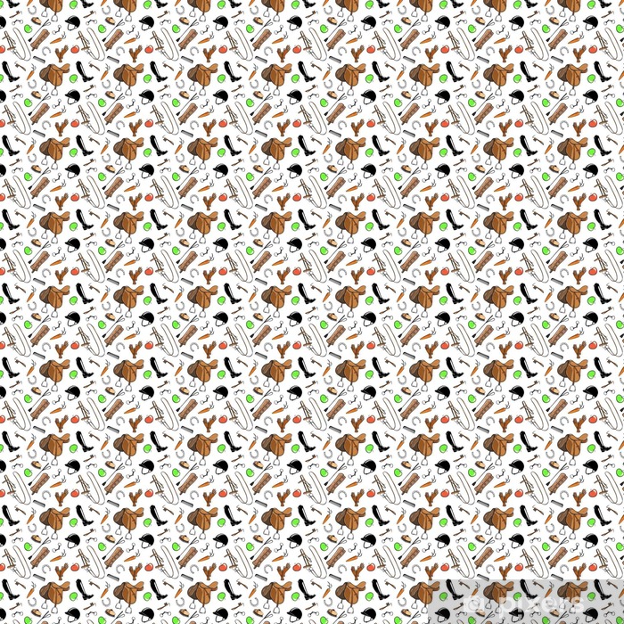 700x700 Set Of Horse Riding Tack Tool On White Seamless Pattern