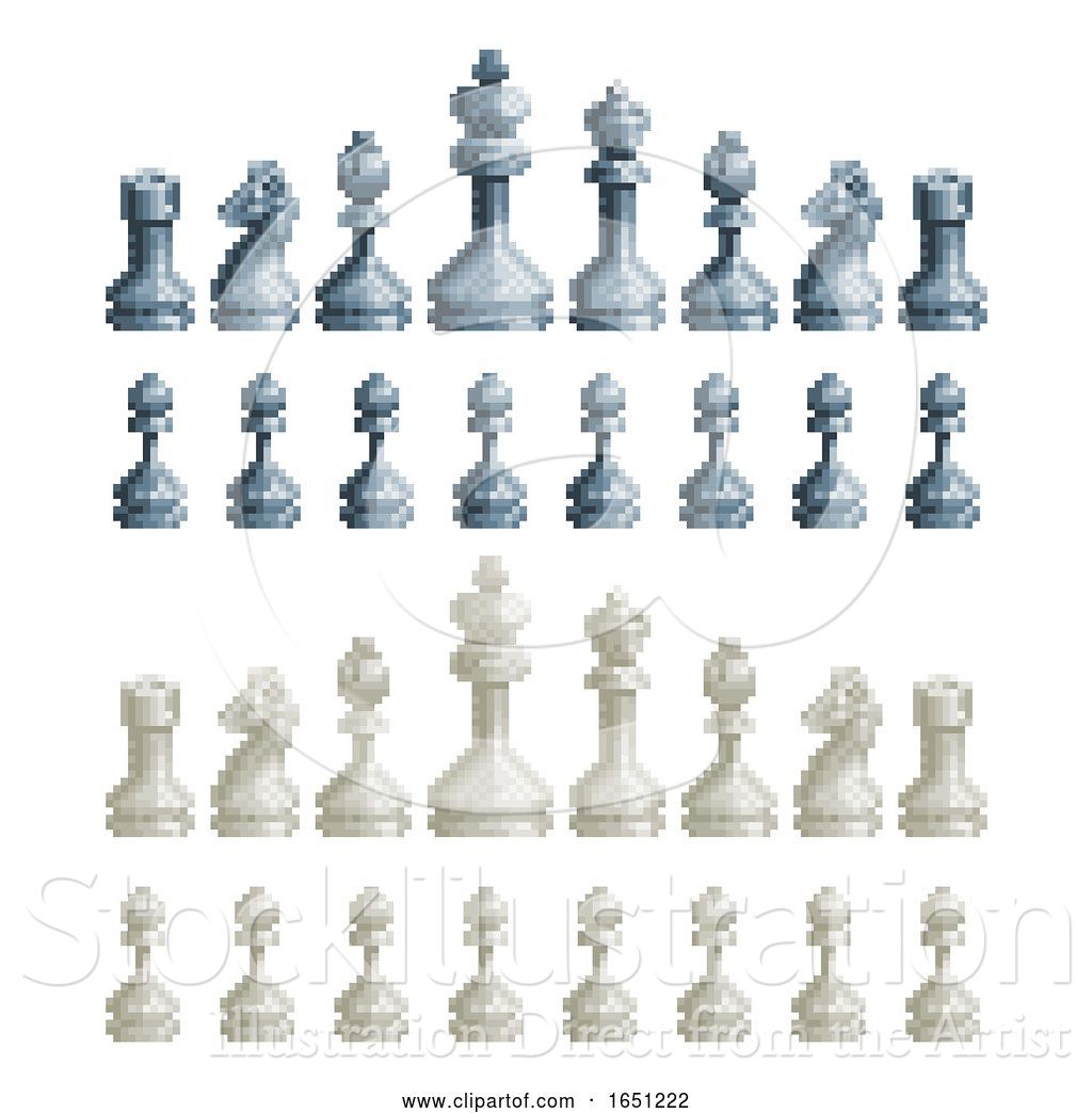 1024x1044 Vector Illustration Of Chess Pieces Set Bit Pixel Video Game Art