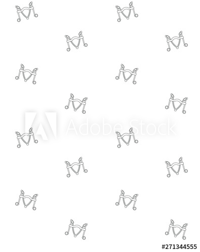 396x500 Vector Seamless Pattern Of Line Black Flat Horse Curb Bit Isolated