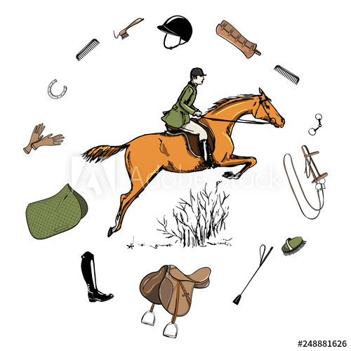 500x500 Equestrian Sport With Horse Rider Style Saddlery In Leather Belt