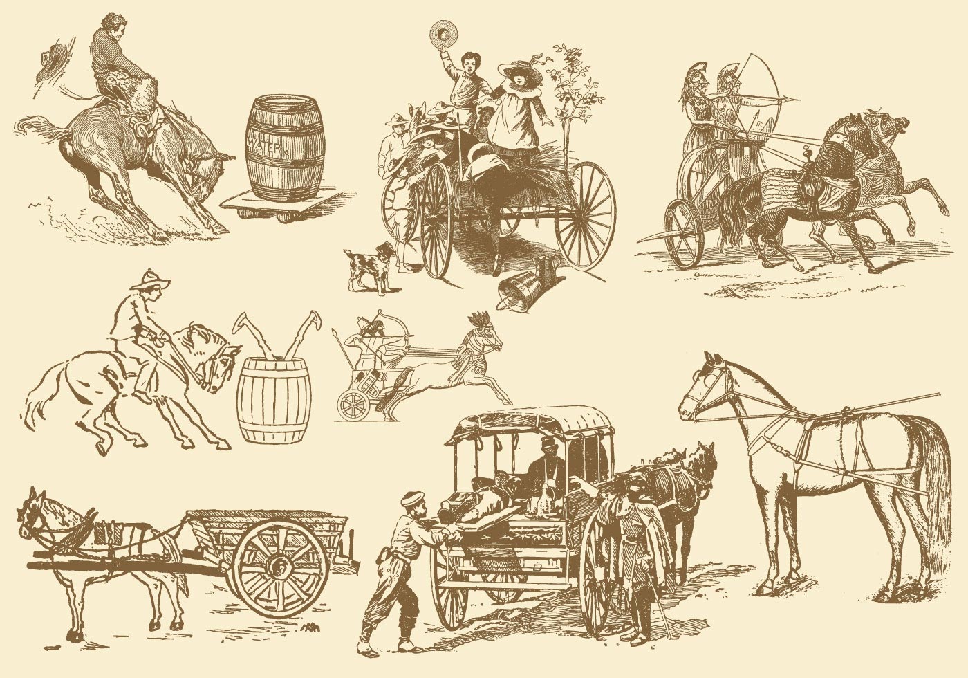 1400x980 Horse Carriage Free Vector Art