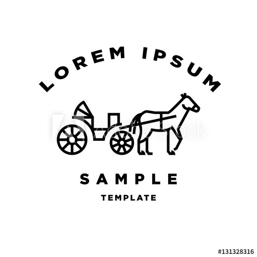 500x500 Horse Carriage Minimal Sign Vector Design