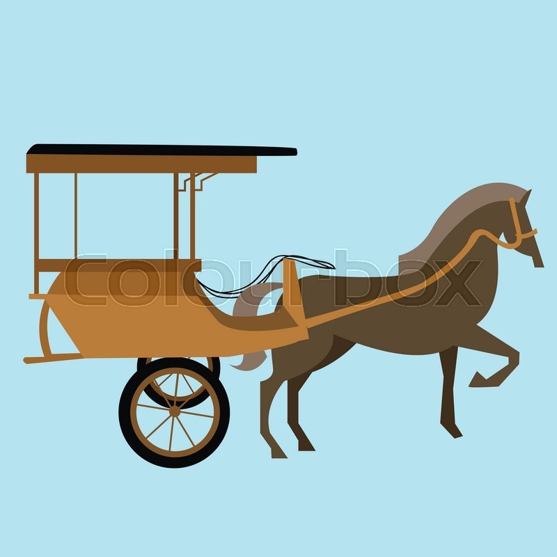 800x800 Horse Carriage Cart Asia Vector Delman Stock Vector Colourbox