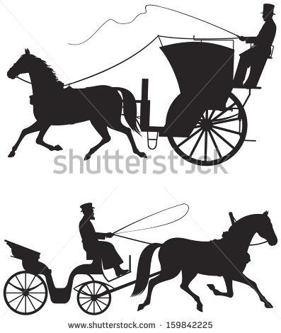 397x470 Horse Taxicab Vector Silhouettes, Hansom Cab, Historical Landmark