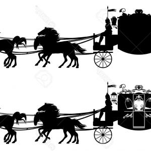 300x300 Photostock Vector Antique Carriage With Four Running Horses Easy