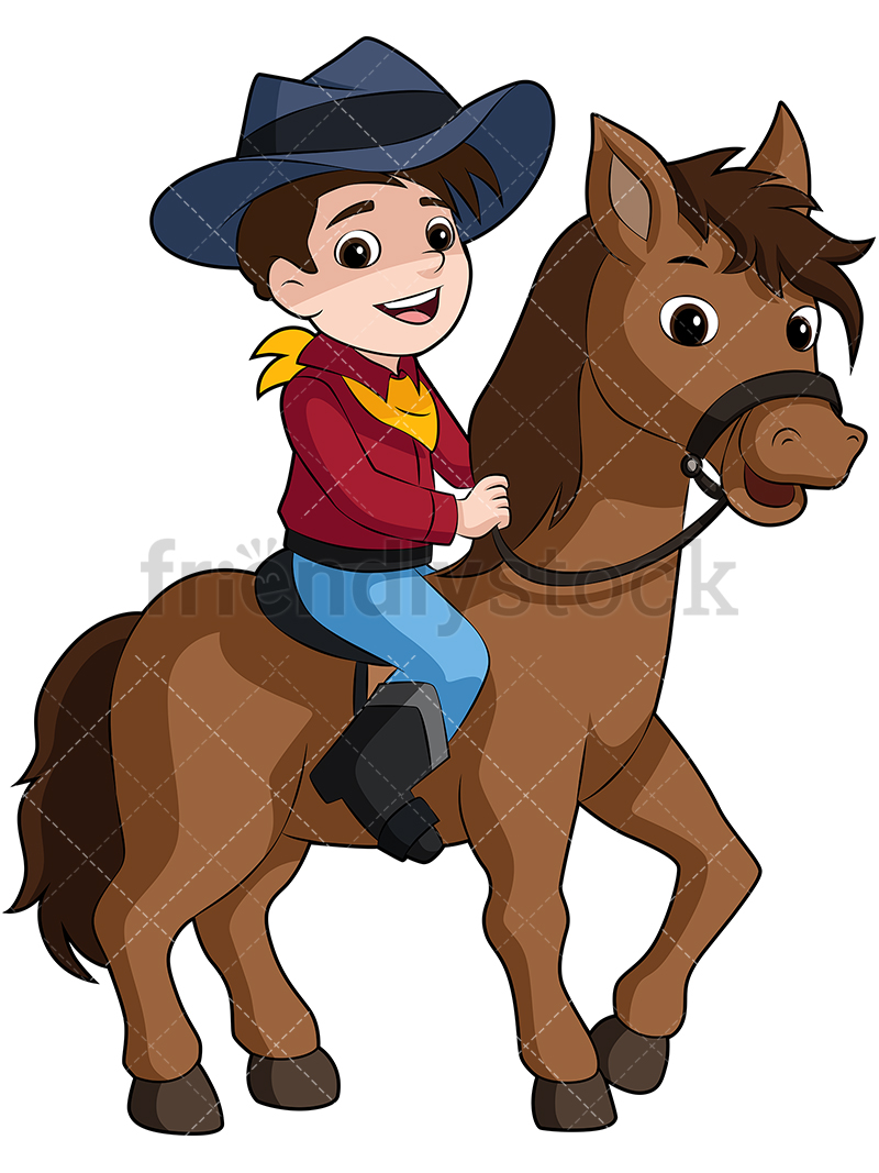 800x1067 Boy Cowboy Riding Pony Horse Cartoon Vector Clipart