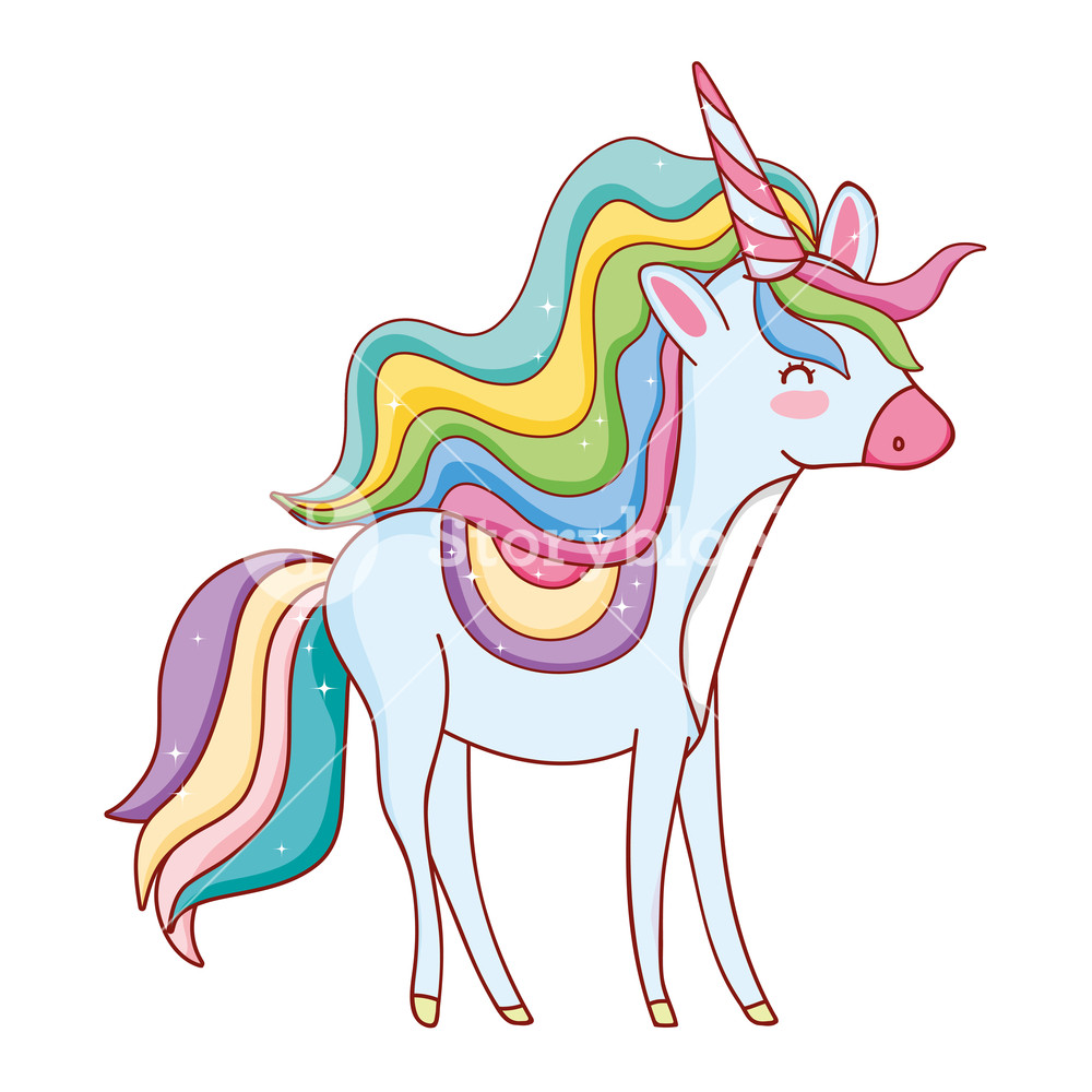 1000x1000 Unicorn Fantasy Horse Cartoon Vector Illustration Graphic Design