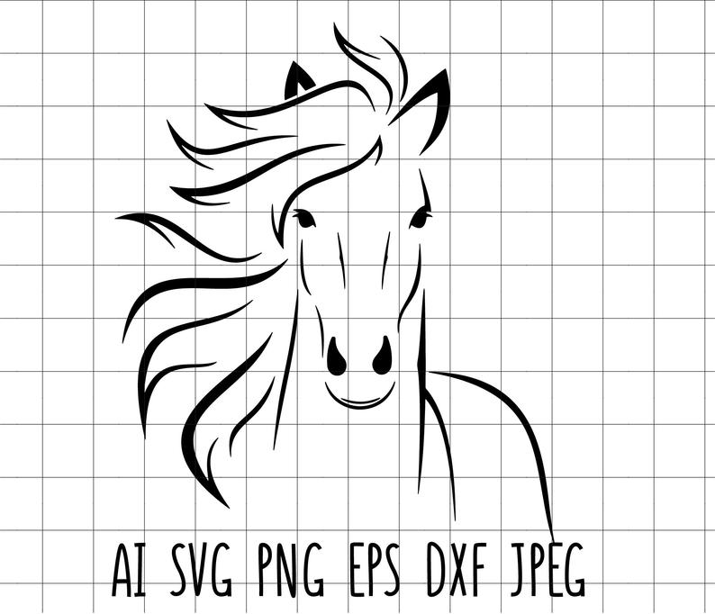 794x682 Horse Face Silhoutte Vector Clip Art Cutting Vinyl Etsy