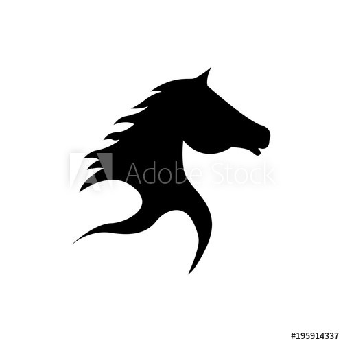 500x500 Abstract Horse Head Silhouette In Black
