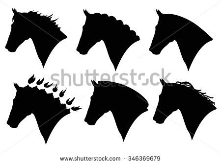 450x335 Vector Set Of Horse Head Silhouette Different Horse Haircut Type