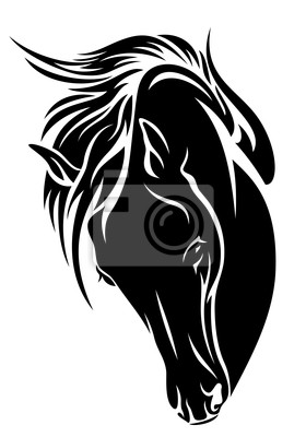 280x400 Black Horse Head Vector Design Canvas Print Wooden Canvas