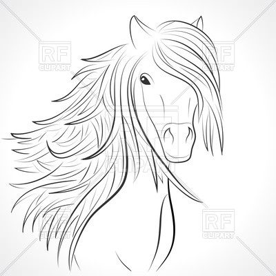 400x400 Sketch Of Horse Head With Flying Mane Vector Image Of Plants