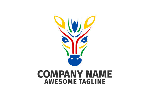 580x386 Colorful Zebra Horse Head Vector Logo Graphic