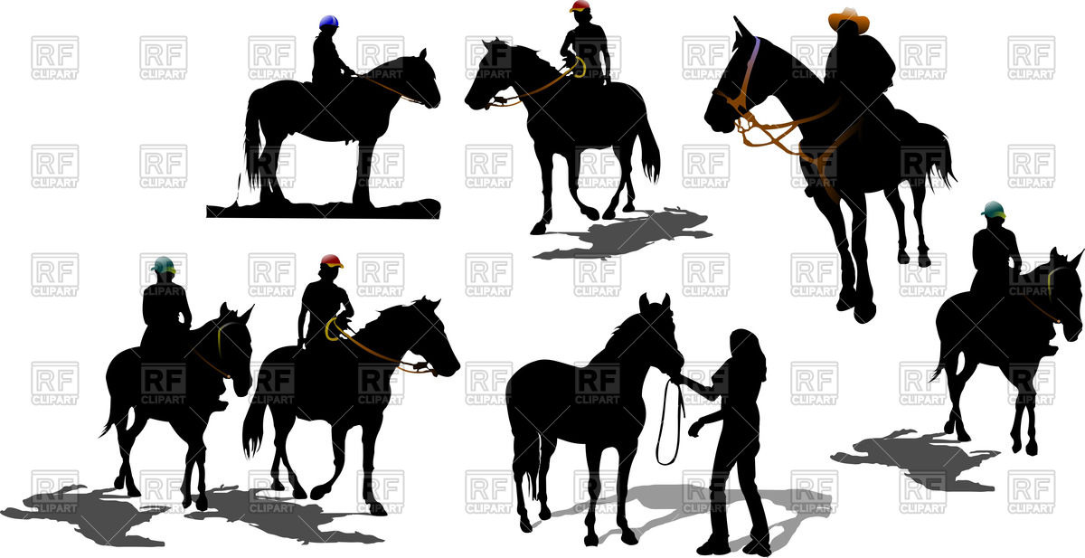 Silhouettes Of Jockeys With Horses Vector Image Of People 1200x617 Silhouettes Of Jockeys With Horses Vector Image Of People