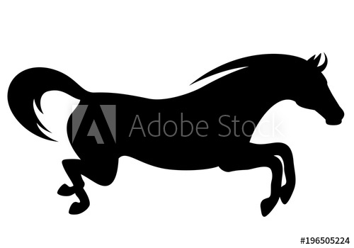 500x350 Jumping Horse Black Silhouette