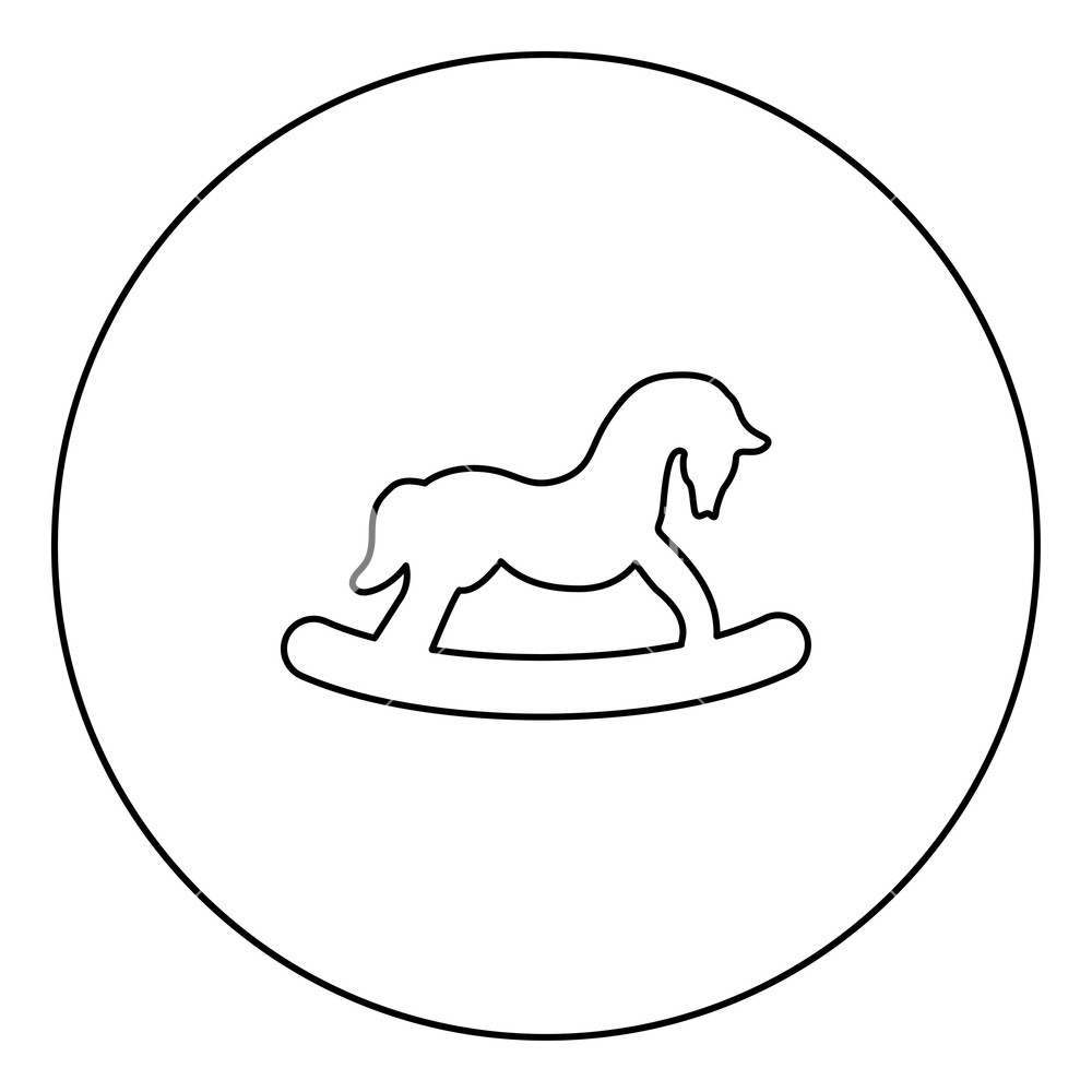 Toy Horse Black Icon In Circle Outline Vector Illustration 1000x1000 Toy Horse Black Icon In Circle Outline Vector Illustration