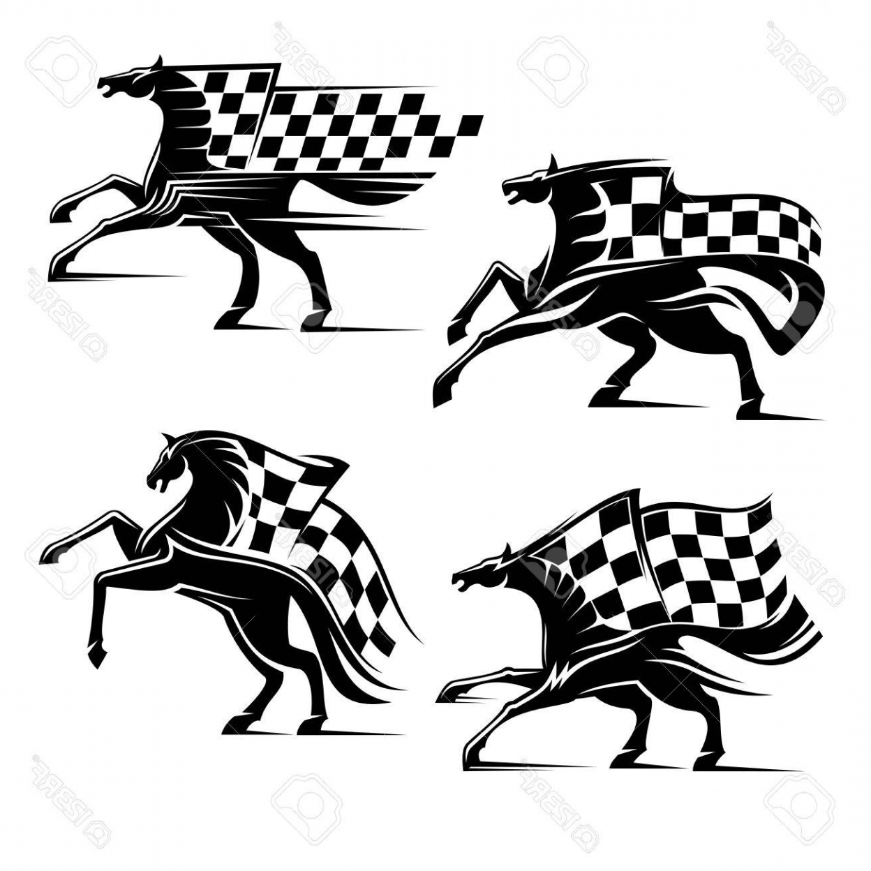 Horse With Checkered Flag Horse Racing Emblem Car Races Vector 1248x1248 Horse With Checkered Flag Horse Racing Emblem Car Races Vector