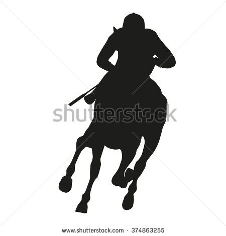 Horse Racing, Vector Silhouette Running Horse And Jockey Front 450x470 Horse Racing, Vector Silhouette Running Horse And Jockey Front