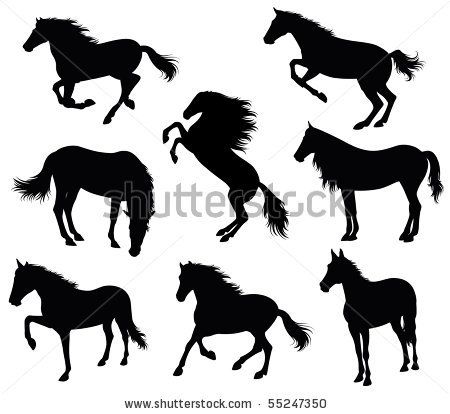 Set Of A Silhouette Of A Horse Stock Vector 450x414 Set Of A Silhouette Of A Horse Stock Vector