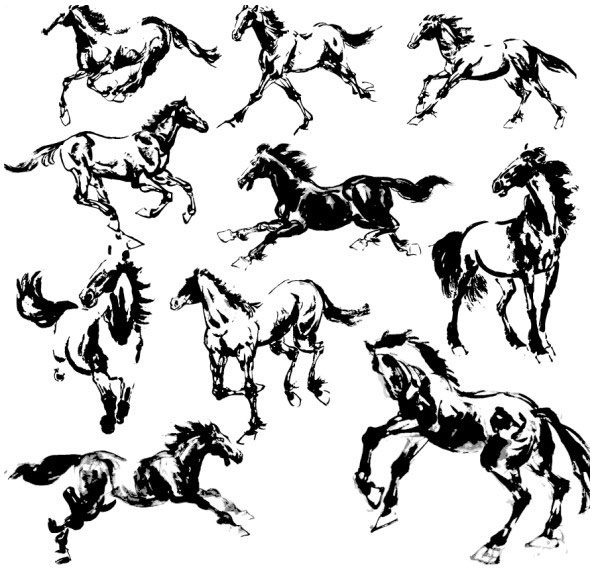 600x574 Hand Drawn Horse Vectors Set Free Download