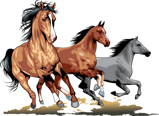 550x401 Realistic Running Horses Vector Graphics Free Vector