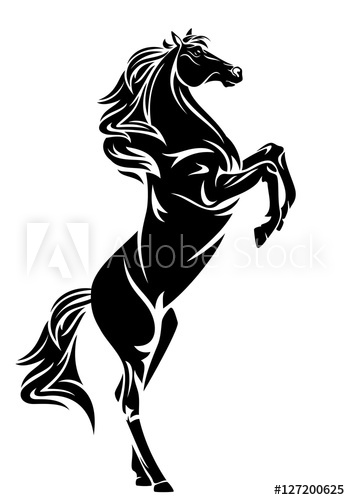 350x500 Standing Black Horse Vector Design