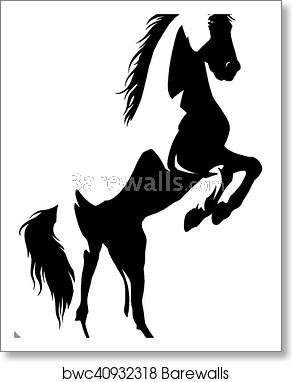 292x382 Black And White Linear Paint Draw Horse Vector Illustration, Art