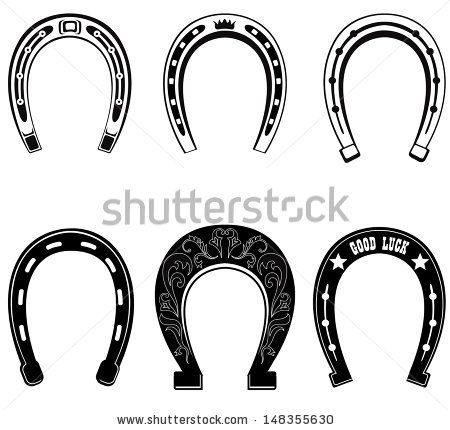 450x430 Horse Shoe Set Lucky Steel Horseshoes Vector Set Isolated