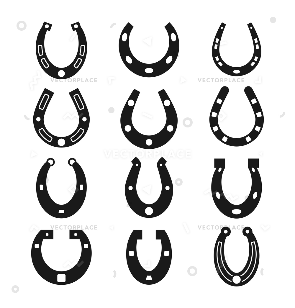 1000x1044 Horseshoe Icons Lucky Symbols Set Ssilhouette Vector Illustration