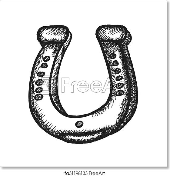 561x581 Free Art Print Of Doodle Horseshoe, Vector Doodle Horseshoe