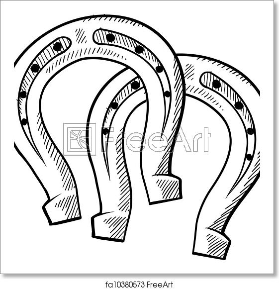 561x581 Free Art Print Of Horseshoes Vector Sketch Doodle Style Lucky