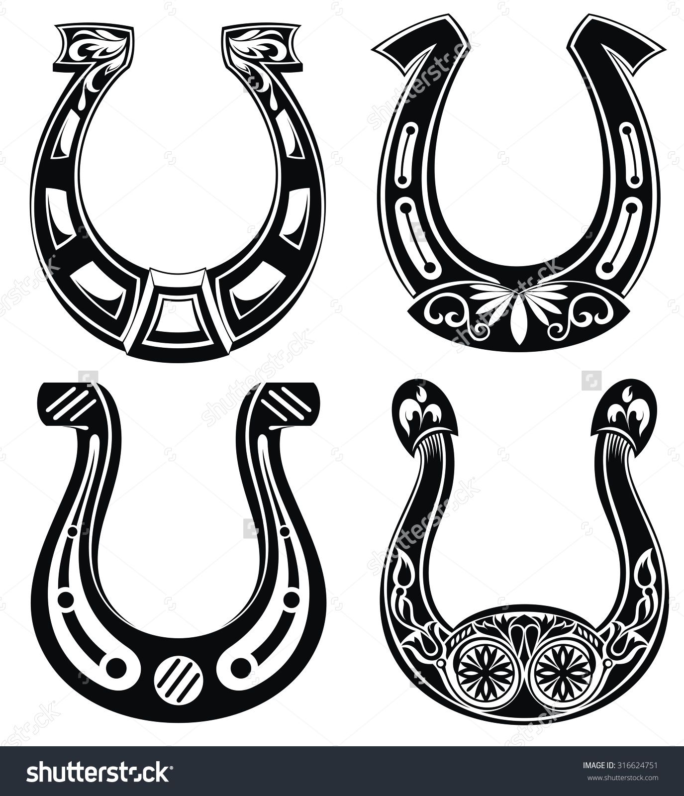 1375x1600 Horse Shoe Set Lucky Steel Horseshoes Vector Set