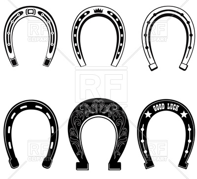 400x364 Lucky Steel Horseshoes Set Isolated On White Background Vector