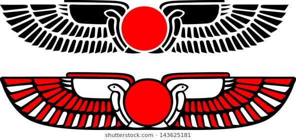 592x280 Egypt Sun Disk, Wings, Re, Cobra, Horus