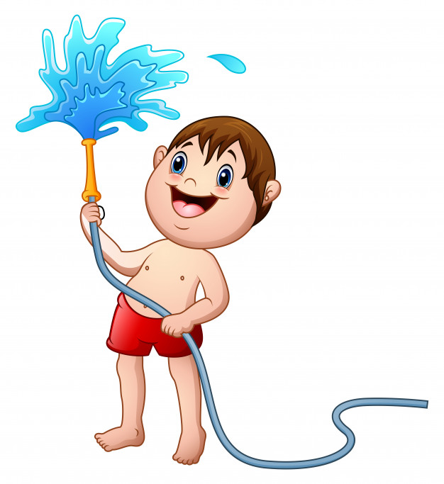 626x683 Little Boy Playing With The Water Hose Vector Premium Download