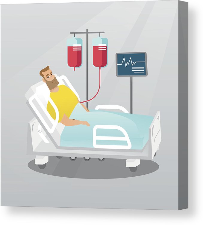 Man Lying In Hospital Bed Vector Illustration Canvas Print 678x750 Man Lying In Hospital Bed Vector Illustration Canvas Print