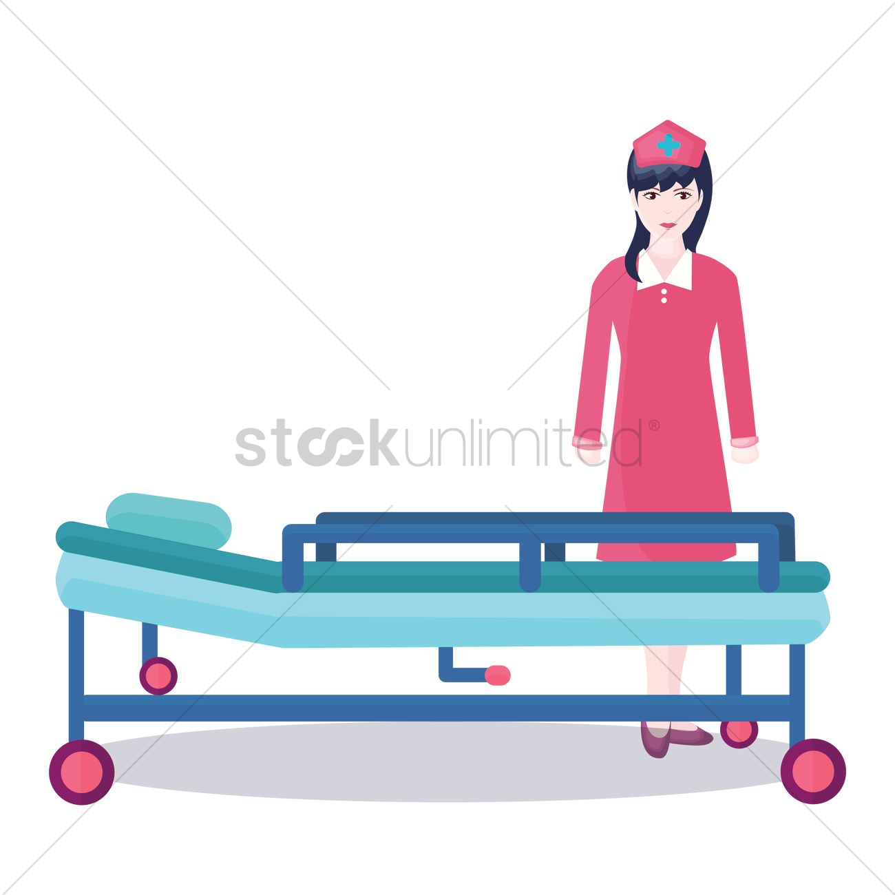 Nurse And Hospital Bed Vector Image 1300x1300 Nurse And Hospital Bed Vector Image