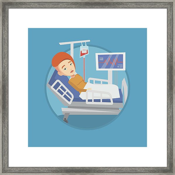 Woman Lying In Hospital Bed Vector Illustration Framed Print 600x600 Woman Lying In Hospital Bed Vector Illustration Framed Print