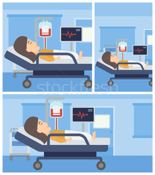 Woman Lying In Hospital Bed Vector Illustration Andrei Krauchuk 529x600 Woman Lying In Hospital Bed Vector Illustration Andrei Krauchuk