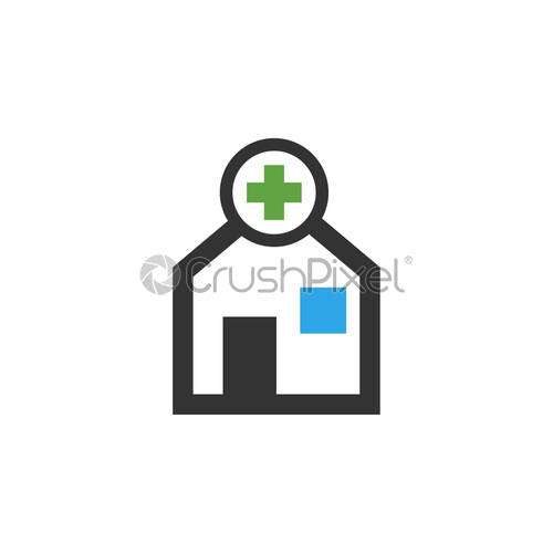 500x500 Hospital Icon Design Template Vector Isolated, Stock Vector